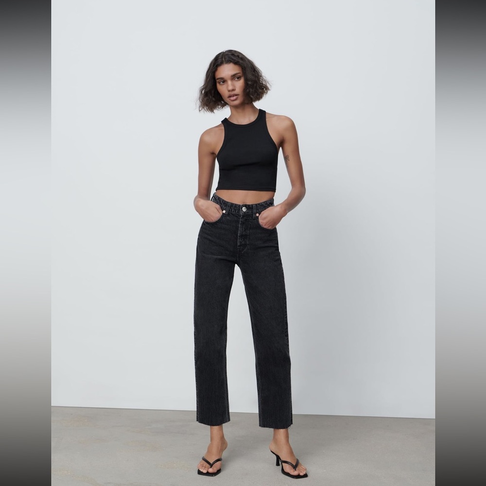 Zara Hi Rise Straight Leg Jean